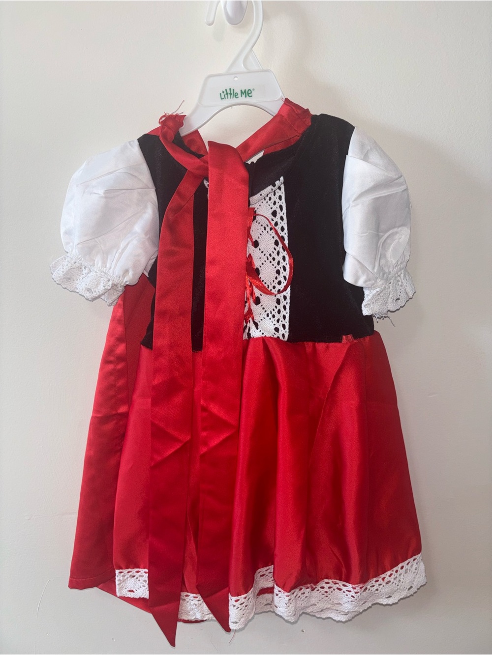 Little Me Red Black and White Girl's Costume Dress with Lace Trim